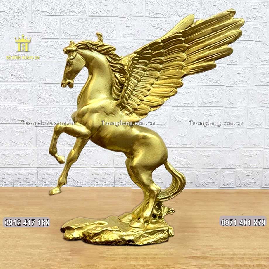 Tượng Ngựa Thần Có Cánh Pegasus Bằng Đồng Vàng Cao 25Cm